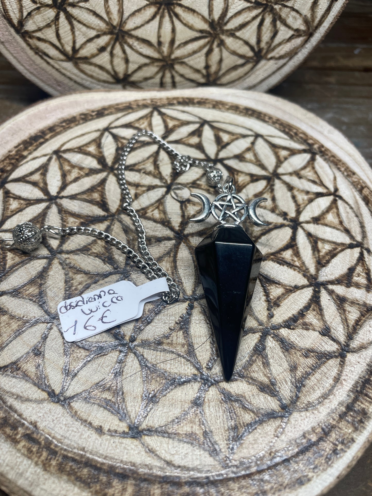 Pendule wicca en Obsidienne