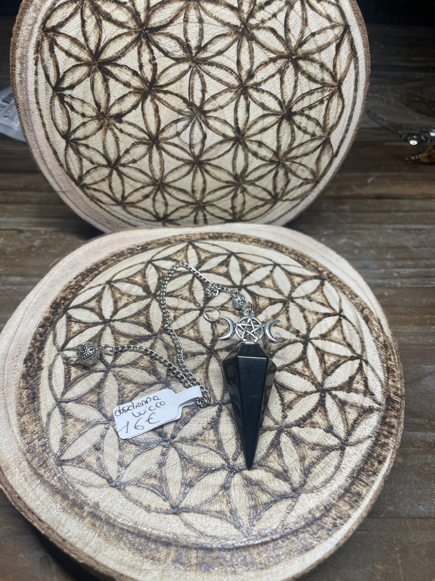 Pendule wicca en Obsidienne